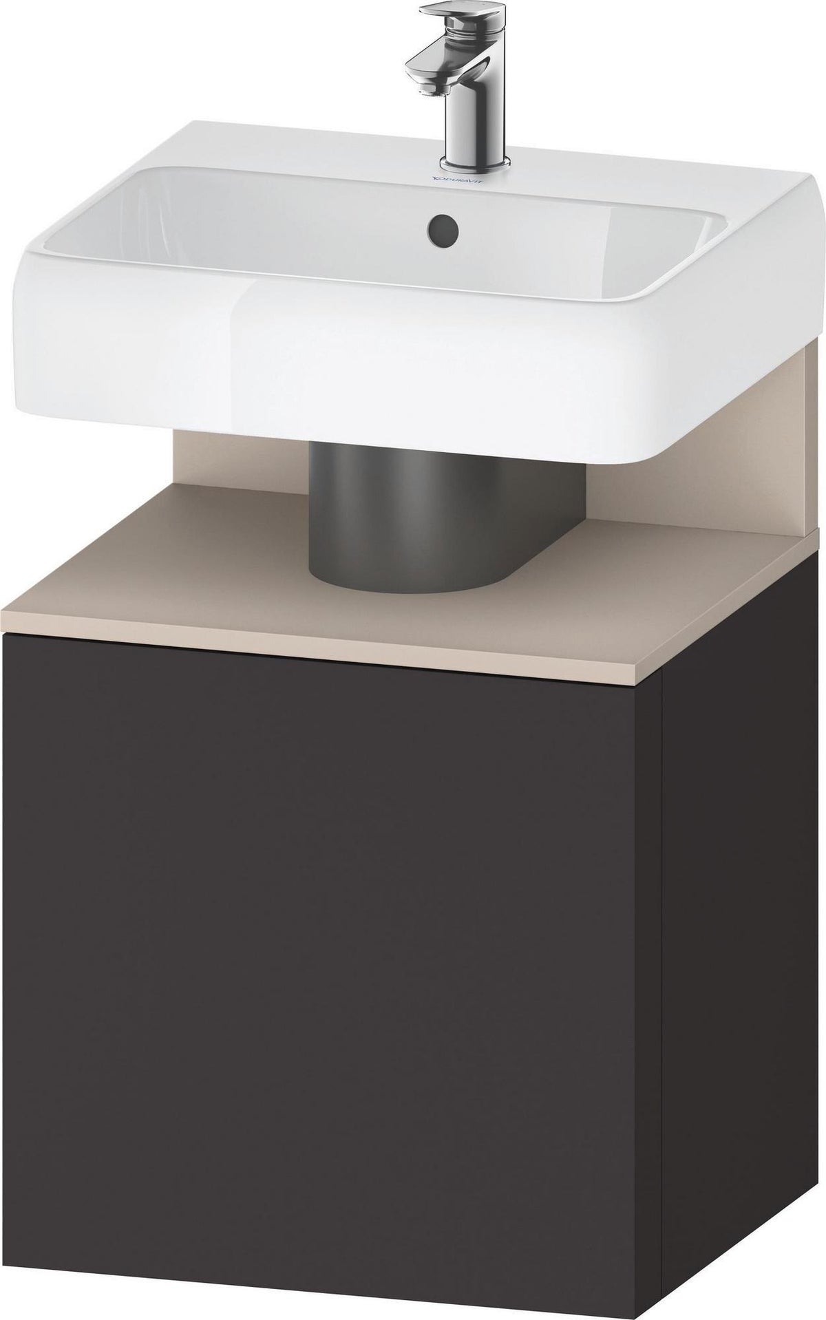 DURAVIT Qatego Waschtischunterbau 490 mm wandhängend, 1 Tür links, Weiß Matt mit Eiche Schwarz Nische