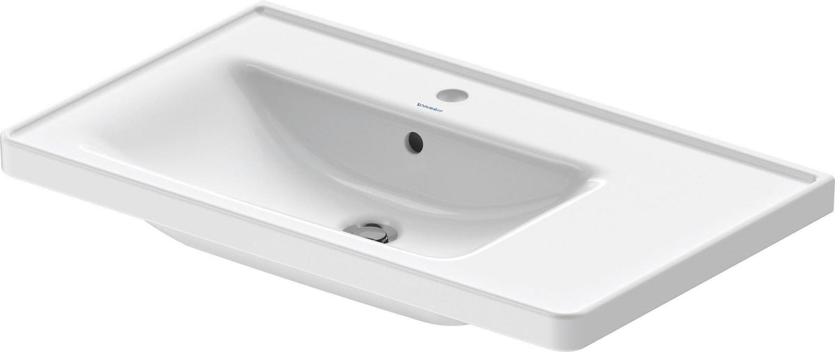 Duravit Waschtisch D-Neo 800 mm weiß mit Überlauf, Becken links, Hahnlochbank, Wandmontage