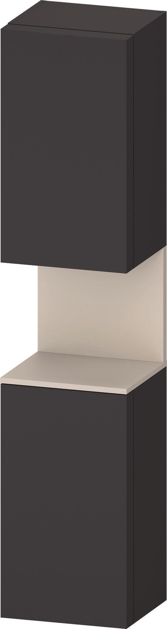 DURAVIT Qatego Hochschrank 400x360x1760mm, 2 Türen, Eiche Schwarz Matt – Wandhängend