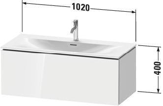 DURAVIT L-Cube Waschtischunterbau wandhängend 1020 mm weiß matt mit Tip-On Technik