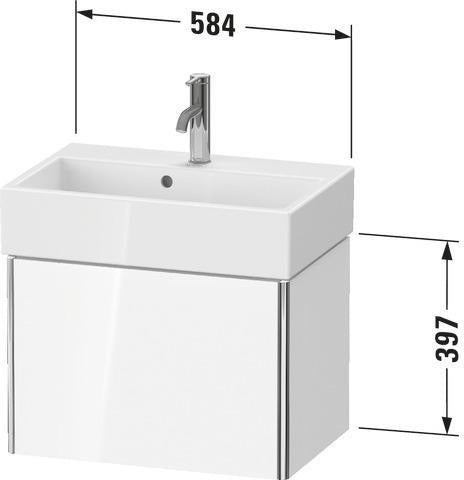 Duravit XSquare Waschtischunterbau COMPACT 584 mm weiß matt – wandhängend, 1 Auszug, Tip-On