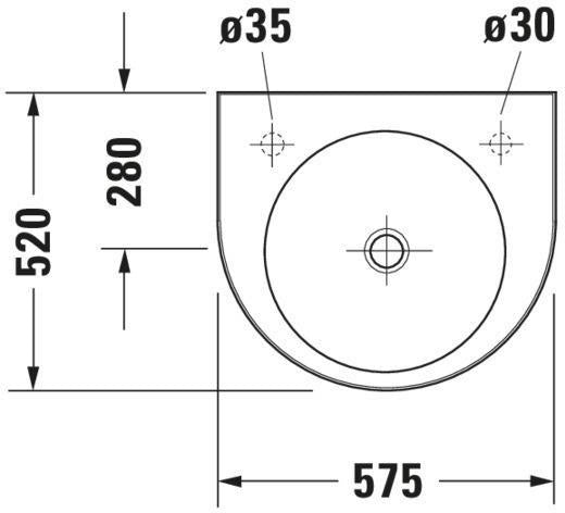 DURAVIT Waschtisch Architec 575 mm weiß, wandhängend, 1 Hahnloch links, ohne Überlauf