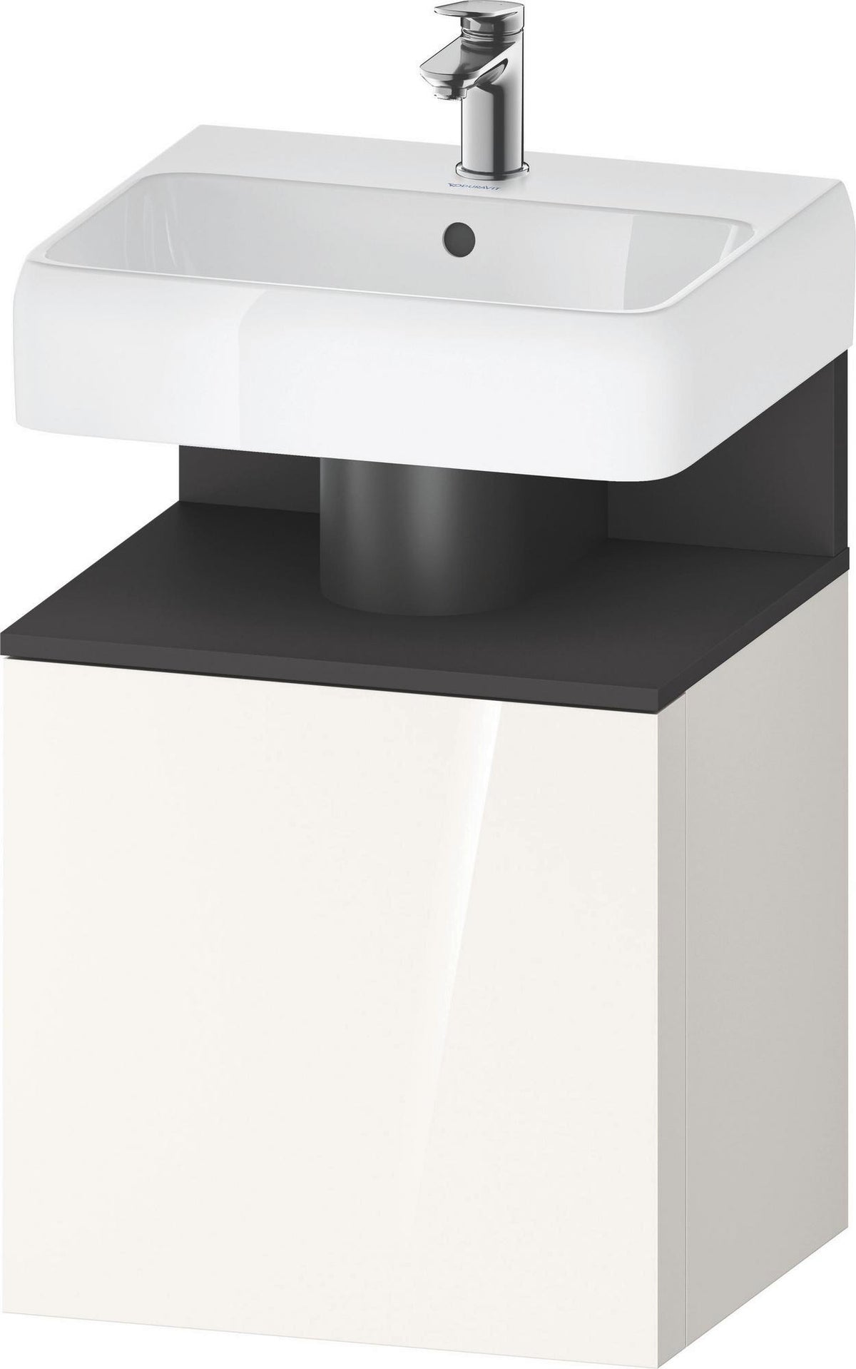 DURAVIT Qatego Waschtischunterbau 490 mm wandhängend, 1 Tür links, Weiß Matt mit Eiche Schwarz Nische