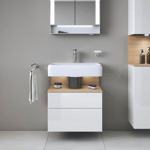 DURAVIT Qatego Waschtischunterbau 590 mm wandhängend, 1 Auszug, weiß Hochglanz, Nische Eiche Schwarz