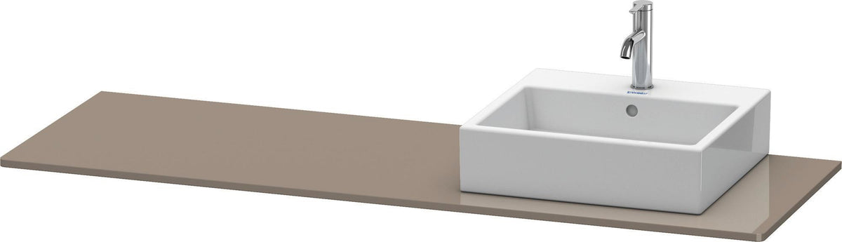 Duravit Konsole XSquare 1600 mm Flannel Grey Hochglanz, 1 Ausschnitt links – Designer-Waschtischplatte von Kurt Merki jr.