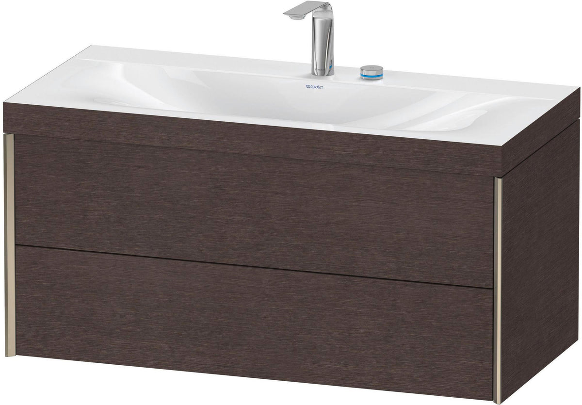 DURAVIT XViu c-bonded Waschtischunterbauset 1000 mm mit 2 Schubkästen, champagner matt / mediterrane eiche