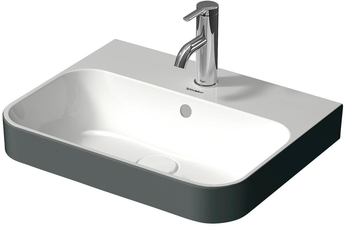 DURAVIT Aufsatzbecken Happy D.2 Plus 500 mm Weiß mit Überlauf und Hahnlochbank