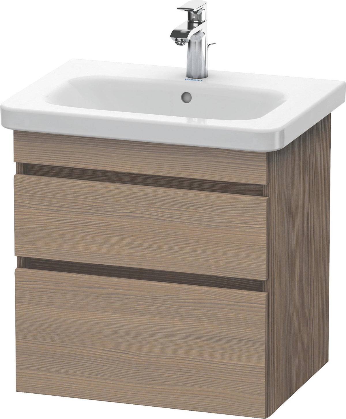 DURAVIT DuraStyle Waschtischunterbau 580 mm Eiche Terra/Weiß Matt mit 2 Schubladen und Soft-Close