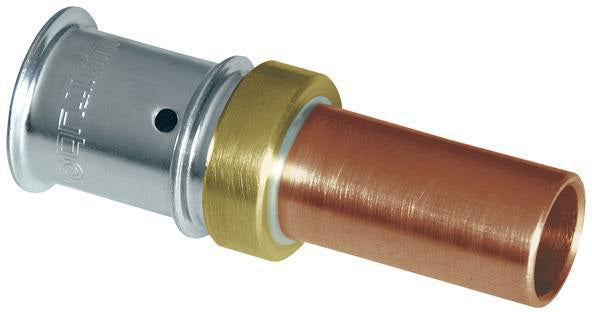 MULTITUBO Press-Übergang auf Kupfer/Edelstahl 16x2mm x Cu 15mm – Pressfitting mit Sichtfenster