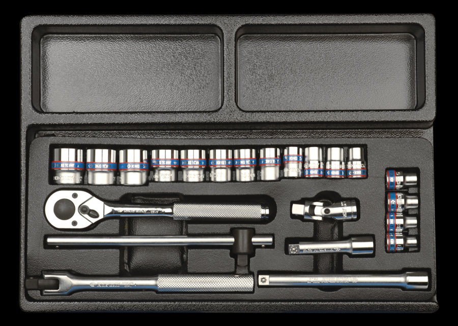 KING TONY Profi-Werkzeuge - 3/8" Steckschlüssel-Set, metrisch, mit Zubehör - 22 tlg. 93523MR01