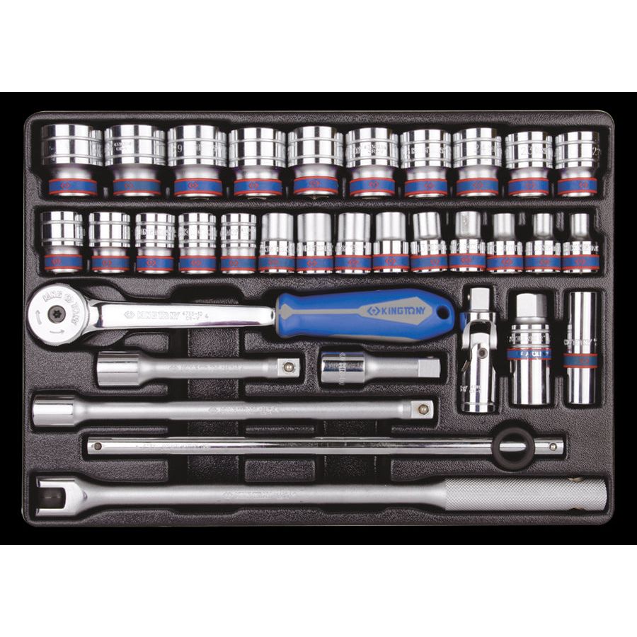 KING TONY Profi-Werkzeuge - 1/2" Steckschlüssel- Set, metrisch, mit Zubehör - 33 tlg. 94333MR