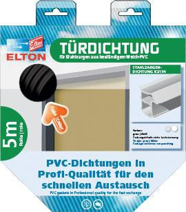ELLEN Türanschlagdichtung K2154 – 5 m W-PVC Stahlzargendichtung zum Einstecken, grau