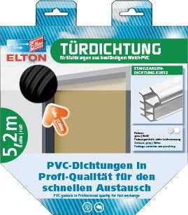 ELLEN Türanschlagdichtung K2154 – 5 m W-PVC Stahlzargendichtung zum Einstecken, grau