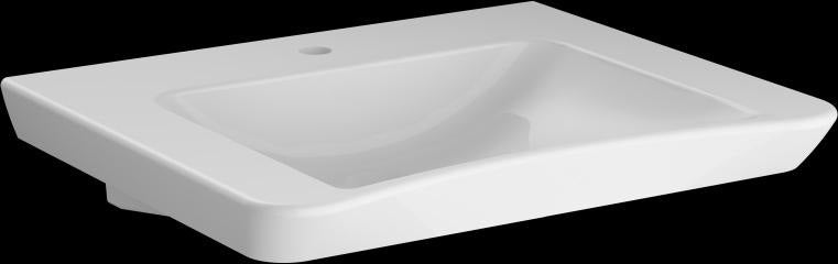 VITRA Conforma Waschtisch 650 mm barrierefrei mit Hahnloch und Überlauf Weiß HGL