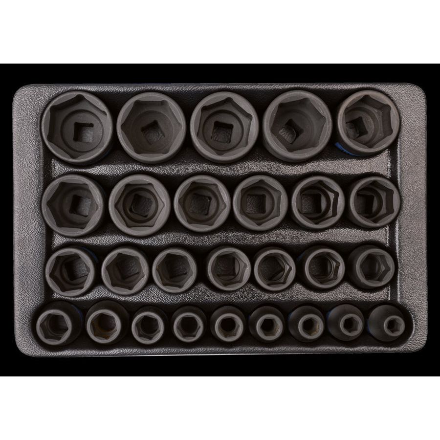 KING TONY Profi-Werkzeuge - 1/2" Kraft-Steckschlüsselset, metrisch - 27 tlg. 94427MP