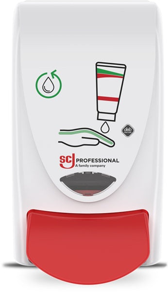 Seifenspender PROLINE 1 l weiß/rot von SC Johnson Professional – für 1-l-Hautpflegekartuschen