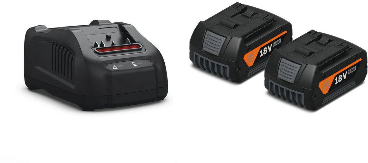 FEIN Akku-Starter-Set GBA 18V 5.0Ah AS 18V 5Ah – 2 Akkus + Ladegerät GAL 1880 CV