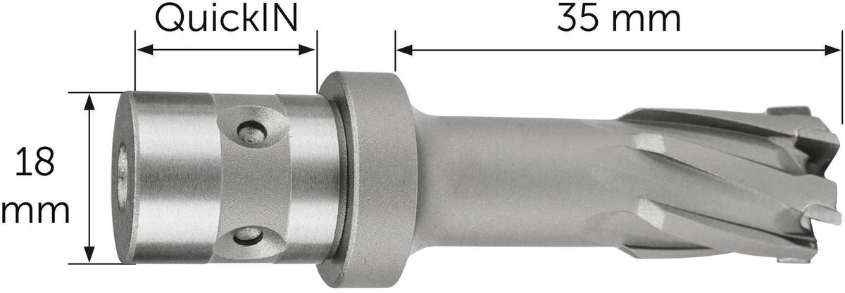 FEIN Kernbohrer Ultra 35 D.12mm Quick IN – HM-bestückt, 4 Zähne, 35mm Schnitttiefe