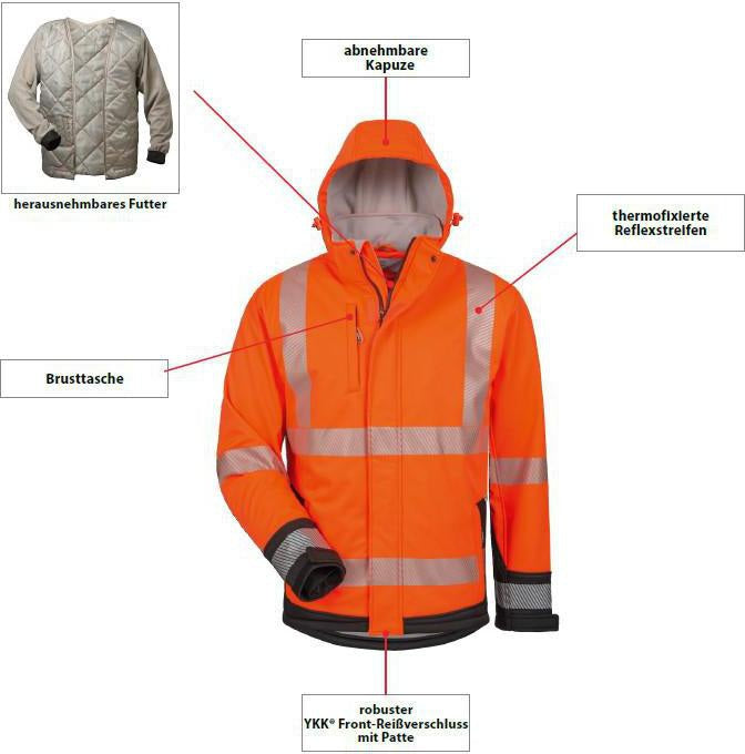 ELYSEE Warnschutz-Softshelljacke Melvin gelb/schwarz – EN ISO 20471 Kl. 3, wasserdicht & atmungsaktiv