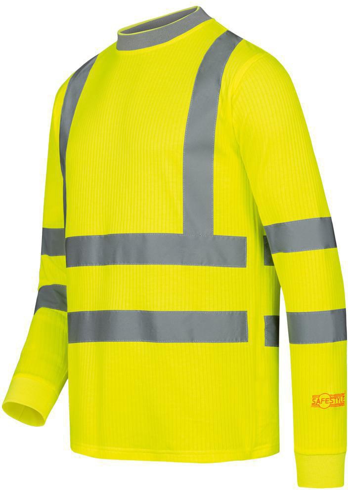 SAFESTYLE Warnschutz-Langarm-T-Shirt OLEAS Gr. M gelb – UV-Schutz UPF 40+ & EN ISO 20471 Kl. 2