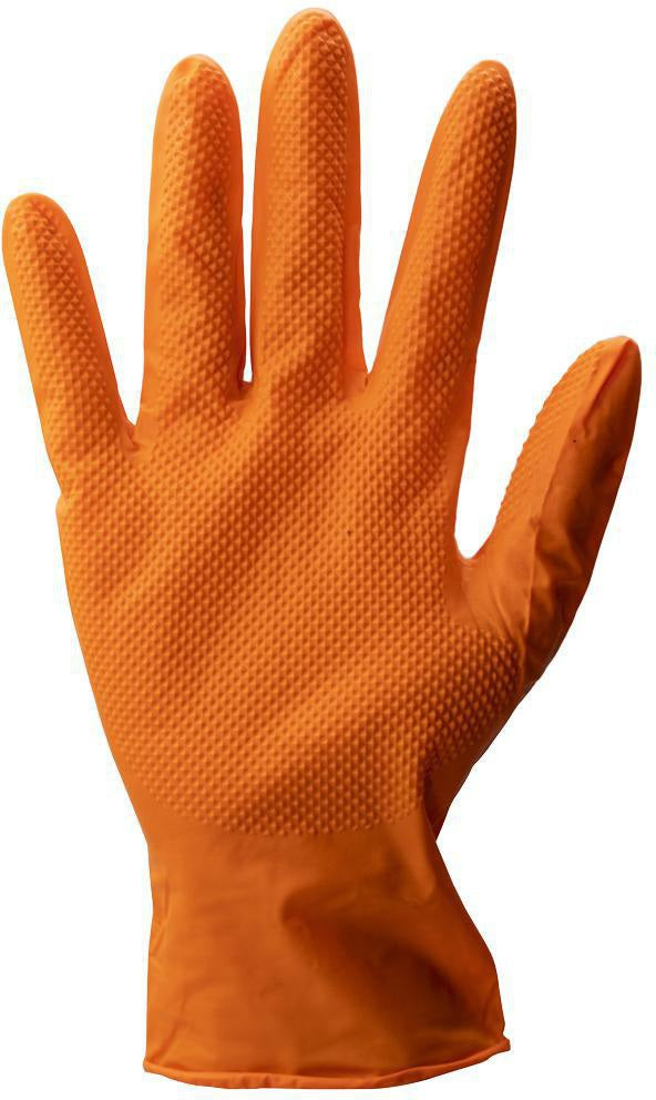 STRONGHAND Einweghandschuhe Nitril Orange Gr. 8 – 50 Stück, puderfrei & lebensmittelecht