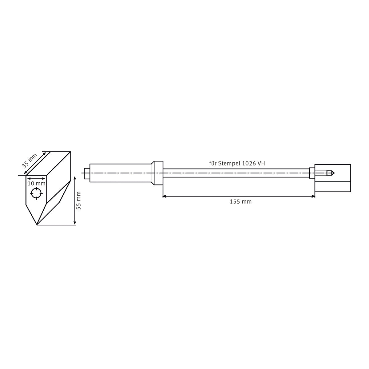 Schweisskraft Ersatz-Kohle 60°, seitlich gebohrt mit M 6 Gewinde für 1026 VH - SM-1231026AK