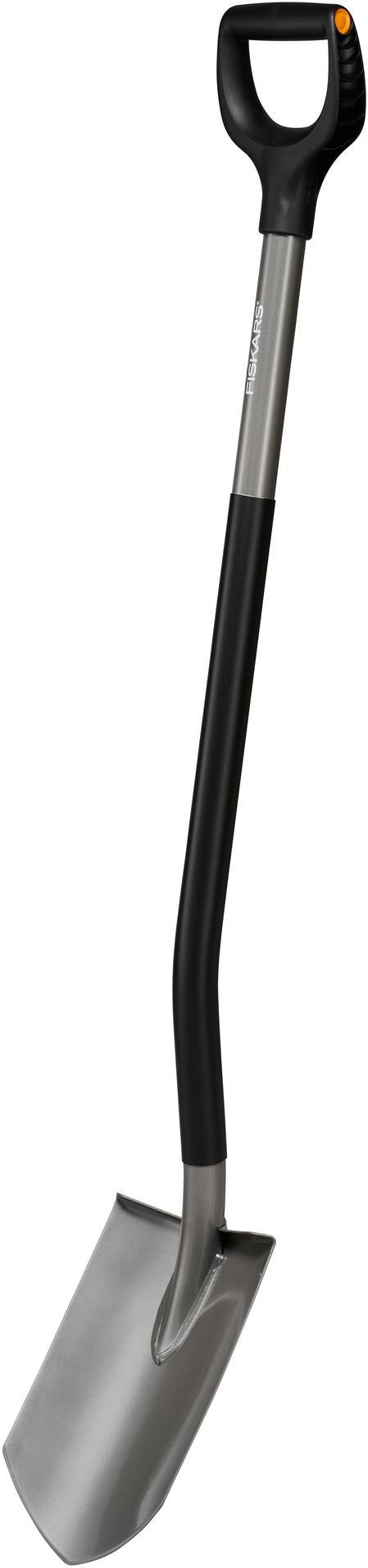 FISKARS Gärtnerspaten rund mit D-Griff – Stahl, 1250 mm Stiel, SoftGrip