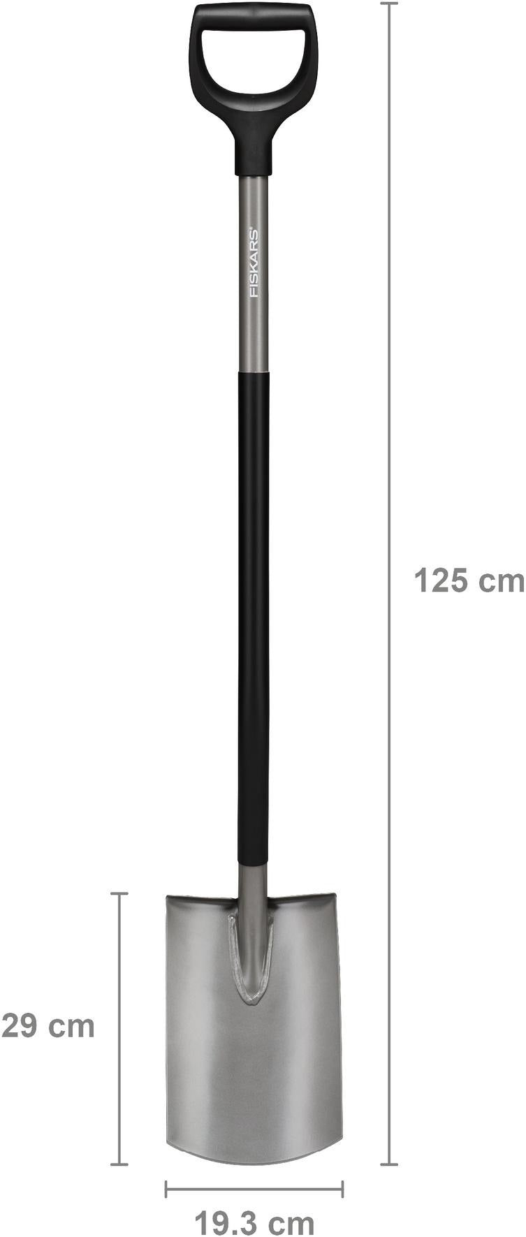 FISKARS Gärtnerspaten rund mit D-Griff – Stahl, 1250 mm Stiel, SoftGrip