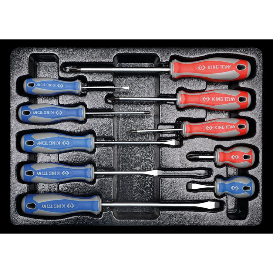 KING TONY Profi-Werkzeuge - Schlitz- und PHILLIPS®-Schraubendreher-Modul-Set - 10 tlg. 931110MR