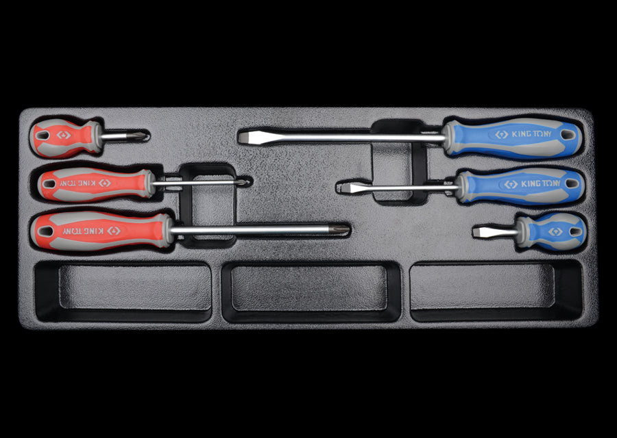 KING TONY Profi-Werkzeuge - Schlitz- und PHILLIPS®-Schraubendreher-Modul-Set - 6 tlg. 931006MR