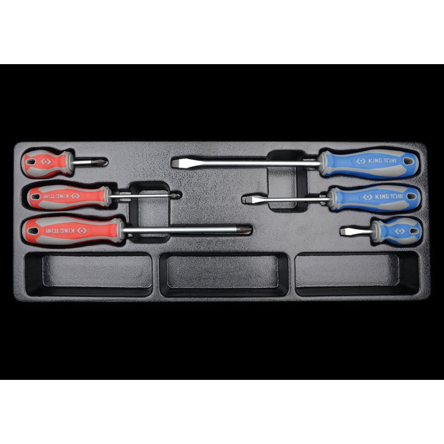 KING TONY Profi-Werkzeuge - Schlitz- und PHILLIPS®-Schraubendreher-Modul-Set - 6 tlg. 931006MR