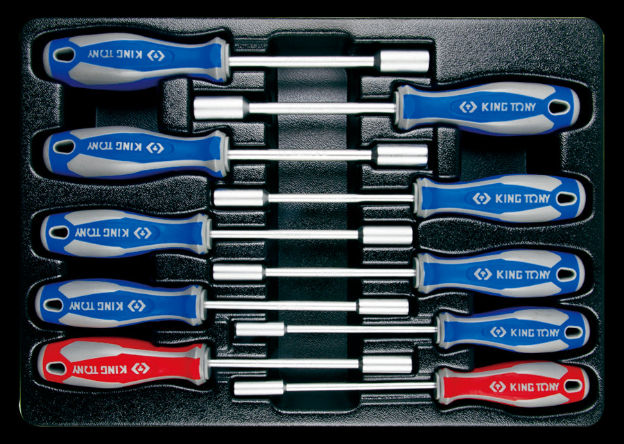 KING TONY Profi-Werkzeuge - Steckschlüssel, Zoll, Schraubendreher - 10 tlg. 930110CR