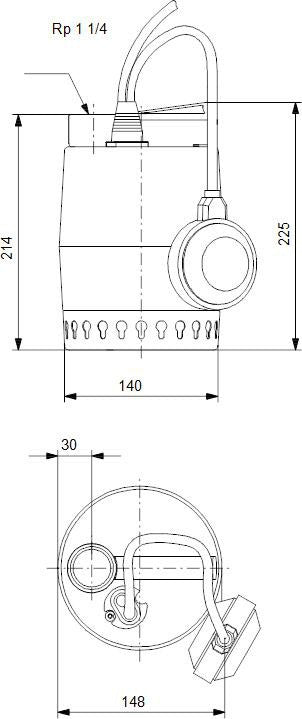 GRUNDFOS Kellerentwässerungspumpe Unilift KP150-A1 mit Schwimmerschalter, 0,3 kW, 5 m Kabel