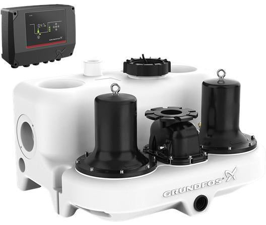 GRUNDFOS Fäkalienhebeanlage Multilift MD.12.3.4 – 2 Pumpen, 130 l, 3x400 V, 1,5 kW