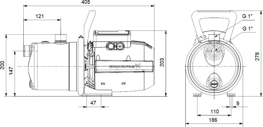 GRUNDFOS Gartenpumpe JP 4-54 – selbstansaugende Jetpumpe, 1x230 V, 1,5 m Kabel, SCHUKO