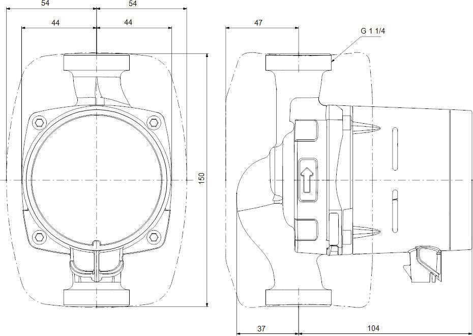 GRUNDFOS ALPHA1 20-40 N 150 Hocheffizienz-Umwälzpumpe, 230V, Edelstahlgehäuse, ECM-Technologie