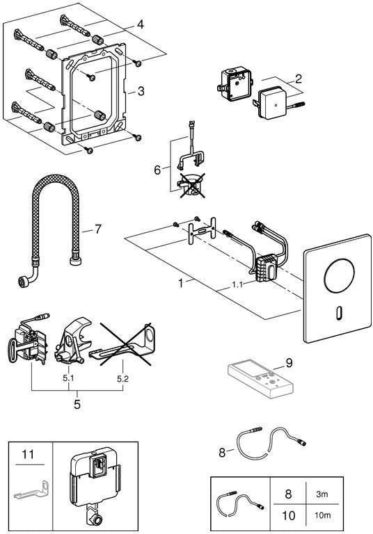GROHE Tectron Skate IR-WC-Elektronik mit manueller Betätigung, chrom