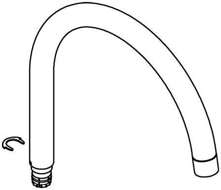 GROHE U-Auslauf 13372 Chrom – Schwenkbarer Rohrauslauf mit Anschlagbegrenzung für Spültischbatterien