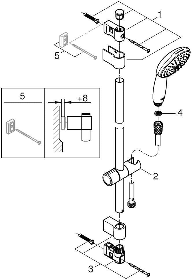 GROHE Tempesta 110 Brausestangenset 900 mm – 2 Strahlarten, EcoJoy, Chrom