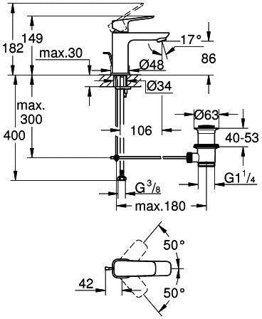 GROHE Cubeo Einhand-Waschtischbatterie S-Size mit Zugstangen-Ablaufgarnitur und SilkMove-Technologie in Chrom