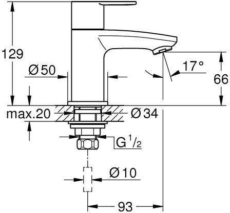 GROHE Eurostyle Cosmopolitan Standventil XS-Size Einlochmontage chrom