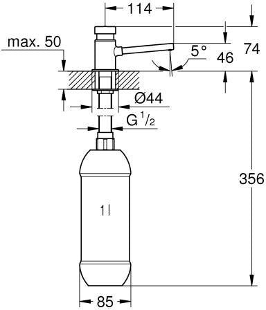 GROHE Seifenspender 36194 chrom – Standventil mit Druckknopf für Flüssigseife, 1 l