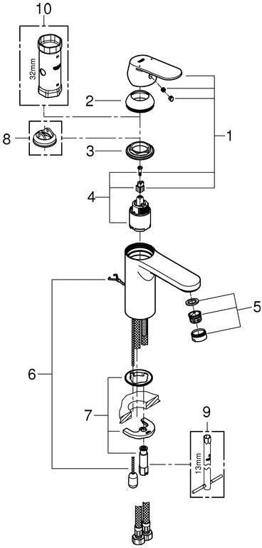 GROHE Eurosmart Cosmopolitan Einhand-Waschtischbatterie M-Size chrom mit versenkbarer Kette
