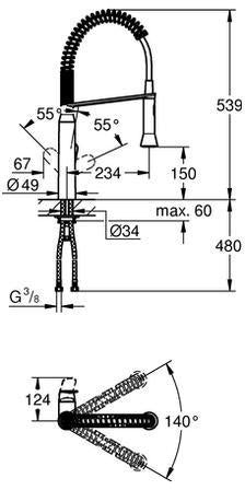 GROHE K7 Medium Spültischbatterie 31379 mit Profibrause, Chrom – Einhand-Spültischmischer