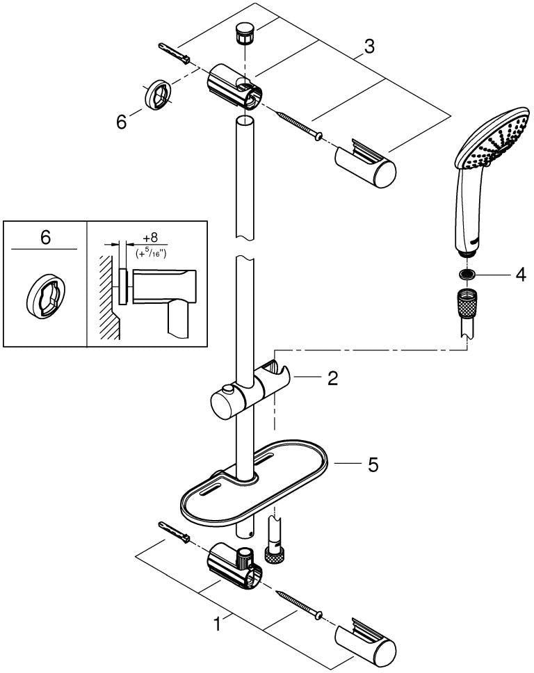 GROHE Euphoria 110 Champagne Brausegarnitur 900 mm mit 3 Strahlarten und Seifenschale, Chrom