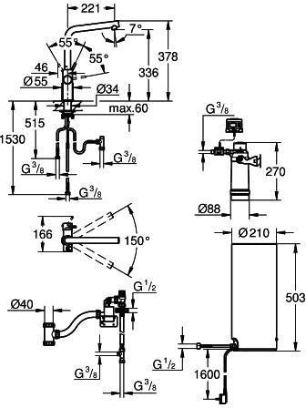 GROHE Red Duo Spültisch-Einhandmischer L-Auslauf mit Boiler und Filter – kochendes Wasser
