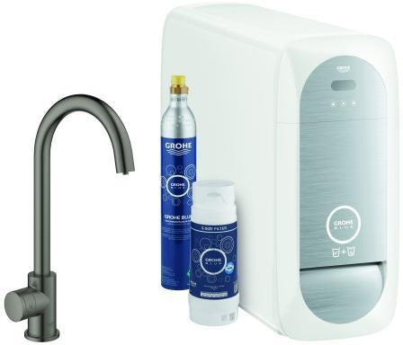 GROHE Blue Home Mono Starter Kit – Spültisch-Einhandmischer mit gefiltertem & gekühltem Wasser
