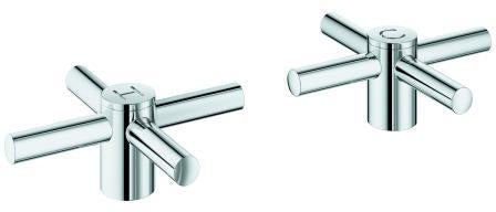 GROHE Atrio Kreuzgriffe 14215 – 1 Paar in Chrom mit Warm-Kalt-Markierung