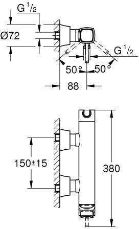 GROHE Grandera Einhand-Brausebatterie Wandmontage Chrom – SilkMove Keramikkartusche