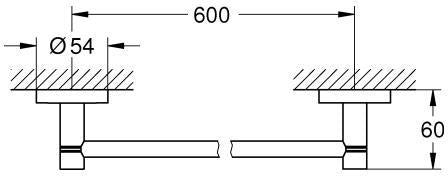 GROHE Essentials Badetuchhalter 600 mm Metall matt black – verdeckte Befestigung, 10 kg Belastung